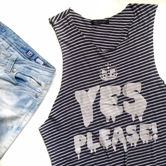 WILDFOX Couture French Striped Graphic Shirt Long Loose S - Picture 1 of 6